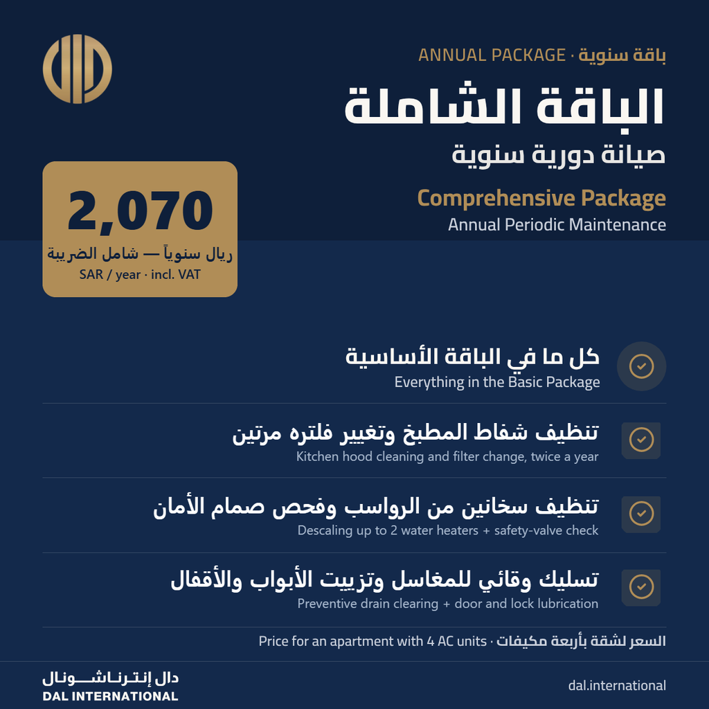الباقة الشاملة — صيانة دورية سنوية